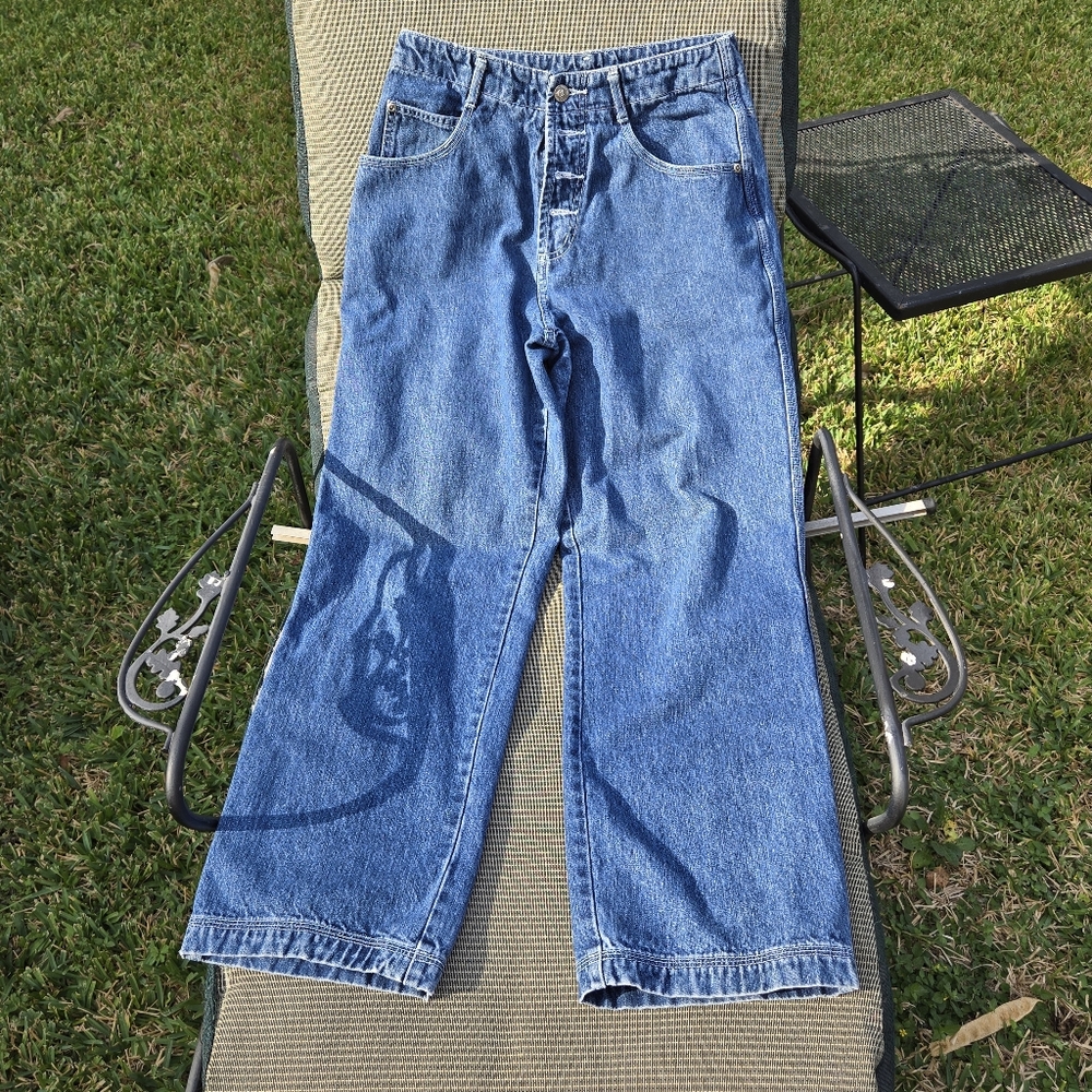Y2K Ellemenno jeanswide Leg  size 9 blue jeans button Fly